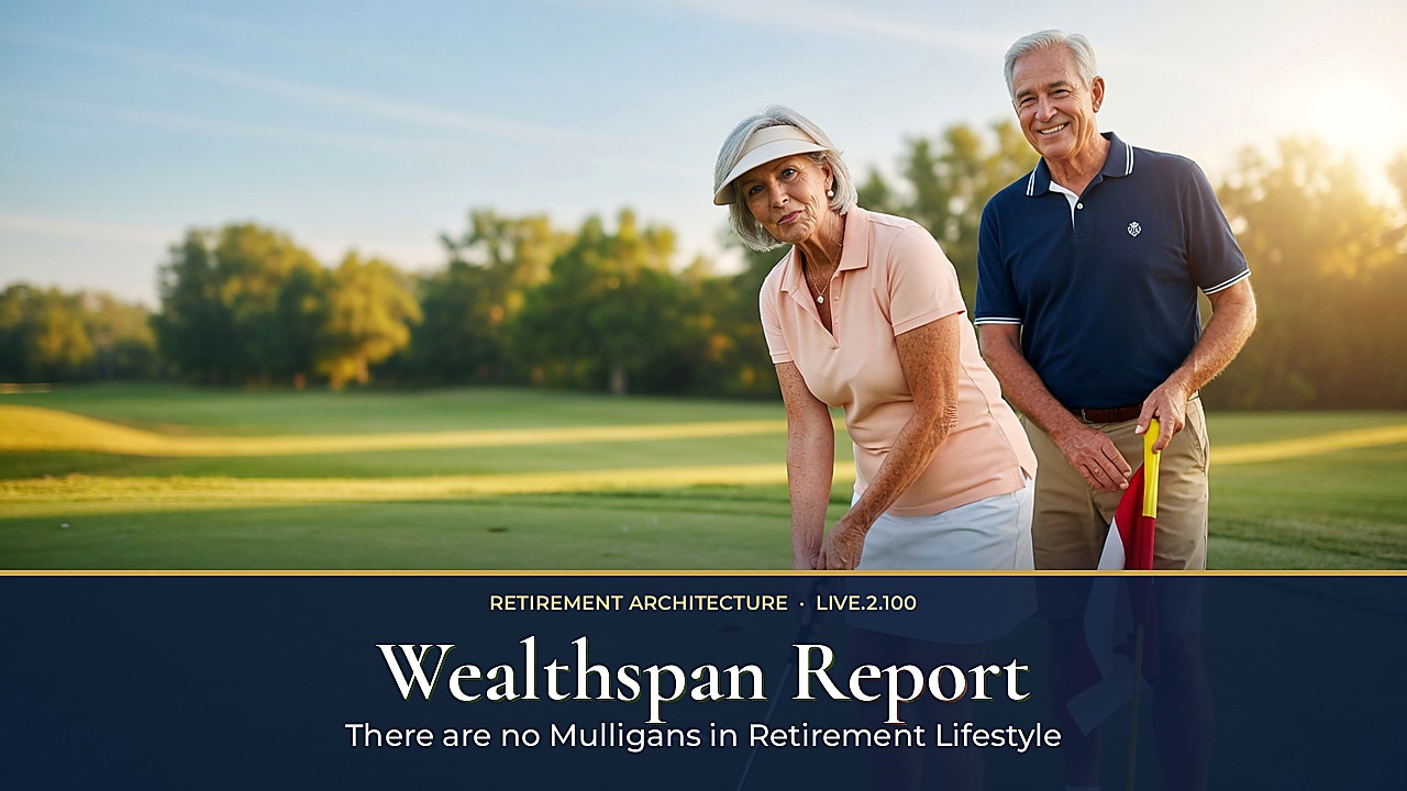 Sample WealthSpan Report. A couple on a golf course. Retirement Architecture, Live.2.100.
